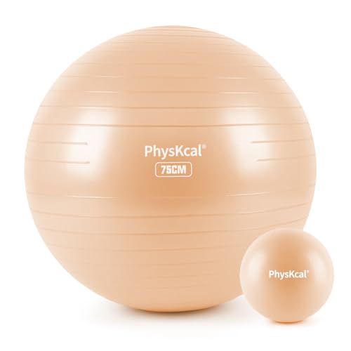 PhysKcal 75cm Beige Dicker Gymnastikball und 23 cm Pilatesball Set, Anti Burst Gymnastikball, Anti-Rutsch-Sitzball, Balanceball, Yogaball für Zuhause, Fitnessstudio und Büro PhysKcal 75cm Beige Dicker Gymnastikball und 23 cm Pilatesball Set, Anti Burst Gymnastikball, Anti-Rutsch-Sitzball, Balanceball, Yogaball für Zuhause, Fitnessstudio und Büro von PhysKcal