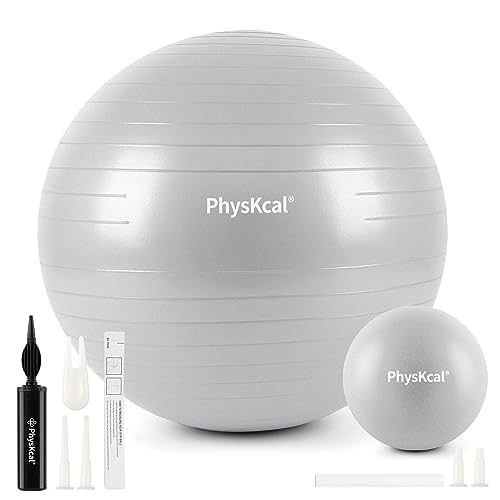PhysKcal 75cm Grey Dicker Gymnastikball und 23 cm Pilatesball Set, Anti Burst Gymnastikball, Anti-Rutsch-Sitzball, Balanceball, Yogaball für Zuhause, Fitnessstudio und Büro PhysKcal 75cm Grey Dicker Gymnastikball und 23 cm Pilatesball Set, Anti Burst Gymnastikball, Anti-Rutsch-Sitzball, Balanceball, Yogaball für Zuhause, Fitnessstudio und Büro von PhysKcal