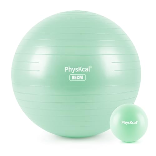 PhysKcal 85cm Light Turquoise Dicker Gymnastikball und 23 cm Pilatesball Set, Anti Burst Gymnastikball, Anti-Rutsch-Sitzball, Balanceball, Yogaball für Zuhause, Fitnessstudio und Büro PhysKcal 85cm Light Turquoise Dicker Gymnastikball und 23 cm Pilatesball Set, Anti Burst Gymnastikball, Anti-Rutsch-Sitzball, Balanceball, Yogaball für Zuhause, Fitnessstudio und Büro von PhysKcal