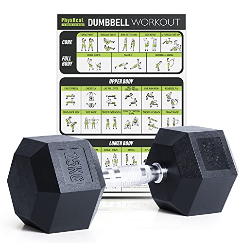 PhysKcal Hexagon Hanteln Poly-Gummierte | 25 kg 1 Stück | Rutschsicher Ummantelt | Ergonomische Verchromte Griffe | Kurzhantel-Set | Dumbbells Set PhysKcal Hexagon Hanteln Poly-Gummierte | 25 kg 1 Stück | Rutschsicher Ummantelt | Ergonomische Verchromte Griffe | Kurzhantel-Set | Dumbbells Set von PhysKcal