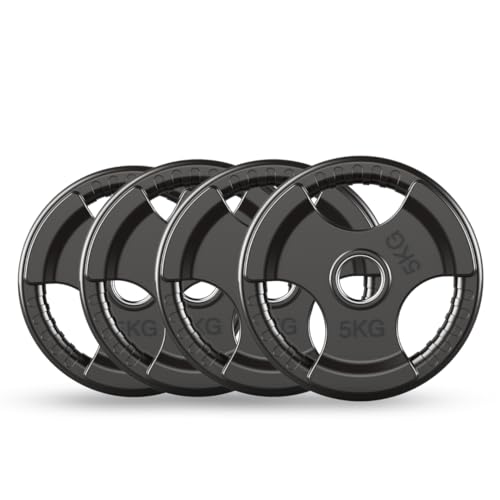 PhysKcal Olympische Hantelscheiben - Set 4 x 5kg | Ø50 mm Bohrung | Hochwertiges Gummi-Finish | Schwarze Hantelscheiben für Krafttraining | Robuste Gusseisen-Kern Gewichte Set für Langhantel PhysKcal Olympische Hantelscheiben - Set 4 x 5kg | Ø50 mm Bohrung | Hochwertiges Gummi-Finish | Schwarze Hantelscheiben für Krafttraining | Robuste Gusseisen-Kern Gewichte Set für Langhantel von PhysKcal