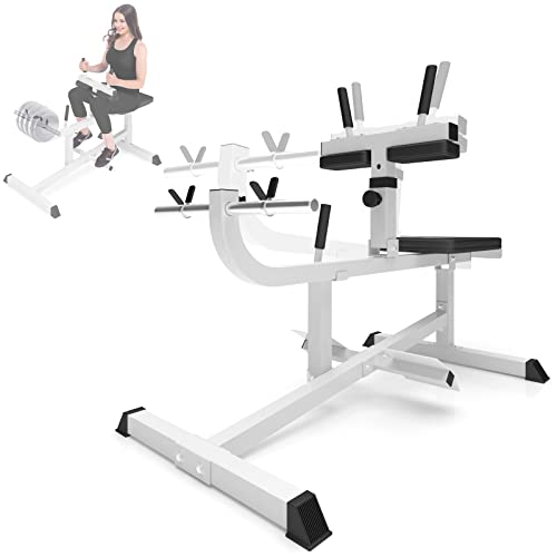 Physionics® Wadenmaschine - Sitzend, max. Belastung: ca. 220 kg, 107/60/104 cm, Weiß - Wadenstrecker, Wadenheben, Wadentrainer, Beintrainer, Calf Machine, Fitnessgerät für Wadentraining von Physionics