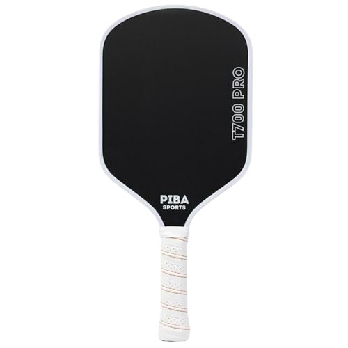 PIBA Sports PRO Pickleball Schläger – T700 Carbon, 16mm Honeycomb, Angeraute Oberfläche für Top Spin, Verlängerter Griff, Leicht und Präzise, Für Fortgeschrittene und Profis (Hypr PRO) von PiBa Sports