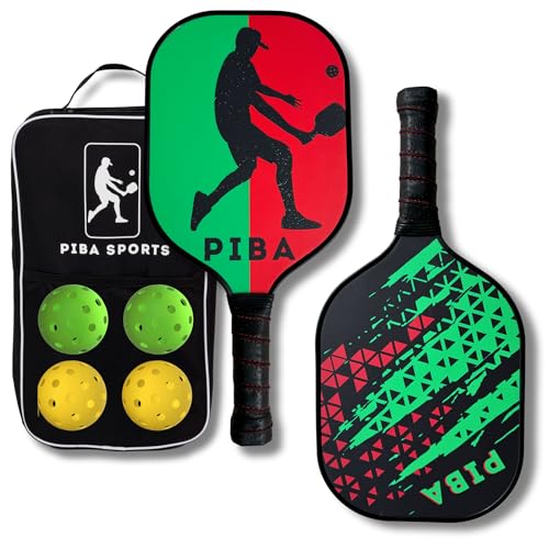 PiBa Sports Pickleball Schläger Set inkl. Tasche 2X Paddle 2X Indoor Bälle 2X Outdoor Bälle Praktischer Tragetasche Ideal für Anfänger Einsteiger Pickleball Starter Ausrüstung V1 von PiBa Sports