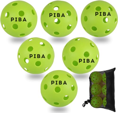 PiBa Sports Premium Indoor Picklebälle - Set von 6 Grünen Bällen, Leichtgewicht, 26 Löcher, Inklusive Transportnetz, Ideal für Alle Spieler PiBa Sports Premium Indoor Picklebälle - Set von 6 Grünen Bällen, Leichtgewicht, 26 Löcher, Inklusive Transportnetz, Ideal für Alle Spieler von PiBa Sports