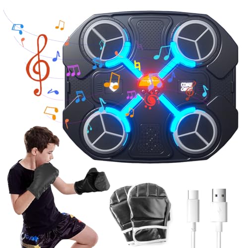 Music Boxing Machine, LED Musik Boxmaschine with Boxing Gloves, Bluetooth Intelligente Elektronische Boxing Machine, Wall Mounted Music Boxing Training Device for Home Exercises, 3 Speed Modes von Piashow