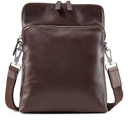 Picard Schultertasche Buddy aus Wasserbüffelleder mit Handy und Laptopfach in der Farbe Cafe, 521051B055 von Picard