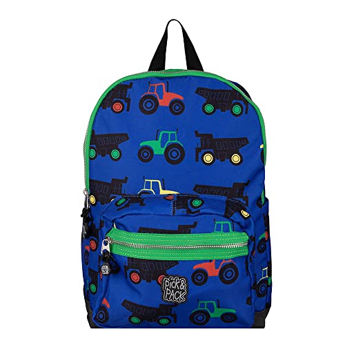 Pick & Pack, Tractor Kindergarten Backpack Blau S, Coole Rucksack für Kinder mit Style und Funktionalität, Recyceltes Polyester, Schule Kinderrucksack für Jungen und Mädchen von Pick & Pack