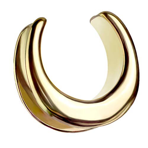 Halbrunder Flesh Tunnel Ohr Plug Piercing Sattel Spreader Halbrund Creole Stretcher Ohrring Ohrpiercing Stahl Tribal Gold 14mm Halbrunder Flesh Tunnel Ohr Plug Piercing Sattel Spreader Halbrund Creole Stretcher Ohrring Ohrpiercing Stahl Tribal Gold 14mm von Piercingfaktor