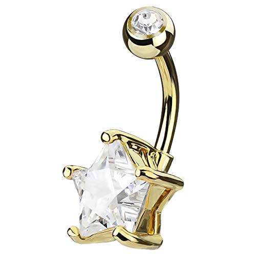 Piercingfaktor Bauchnabelpiercing Banane Piercing Bauch Stecker Gebogen Stern mit Strass Kristall Steinen 7mm Gold Piercingfaktor Bauchnabelpiercing Banane Piercing Bauch Stecker Gebogen Stern mit Strass Kristall Steinen 7mm Gold von Piercingfaktor