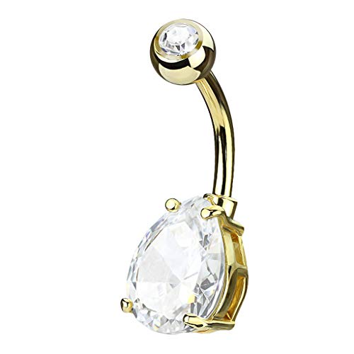 Piercingfaktor Bauchnabelpiercing Banane Piercing Bauch Stecker Gebogen Tropfen mit Strass Kristall Steinen 7mm Gold Piercingfaktor Bauchnabelpiercing Banane Piercing Bauch Stecker Gebogen Tropfen mit Strass Kristall Steinen 7mm Gold von Piercingfaktor
