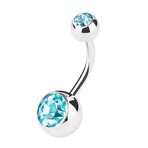 Piercingfaktor Bauchnabelpiercing Banane Piercing Bauch Stecker Gebogen mit Doppel Multi Kristall Kugel 1,6mm x 10mm x 4mm Aqua Piercingfaktor Bauchnabelpiercing Banane Piercing Bauch Stecker Gebogen mit Doppel Multi Kristall Kugel 1,6mm x 10mm x 4mm Aqua von Piercingfaktor
