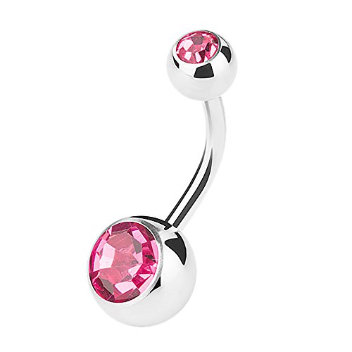 Piercingfaktor Bauchnabelpiercing Banane Piercing Bauch Stecker Gebogen mit Doppel Multi Kristall Kugel 1,6mm x 10mm x 4mm Pink Piercingfaktor Bauchnabelpiercing Banane Piercing Bauch Stecker Gebogen mit Doppel Multi Kristall Kugel 1,6mm x 10mm x 4mm Pink von Piercingfaktor