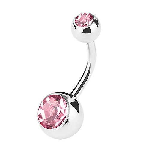 Piercingfaktor Bauchnabelpiercing Banane Piercing Bauch Stecker Gebogen mit Doppel Multi Kristall Kugel 1,6mm x 11mm x 5mm Rosa Piercingfaktor Bauchnabelpiercing Banane Piercing Bauch Stecker Gebogen mit Doppel Multi Kristall Kugel 1,6mm x 11mm x 5mm Rosa von Piercingfaktor