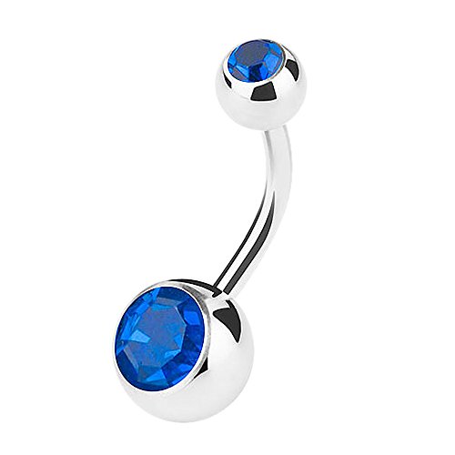 Piercingfaktor Bauchnabelpiercing Banane Piercing Bauch Stecker Gebogen mit Doppel Multi Kristall Kugel 1,6mm x 12mm x 5mm Blau Piercingfaktor Bauchnabelpiercing Banane Piercing Bauch Stecker Gebogen mit Doppel Multi Kristall Kugel 1,6mm x 12mm x 5mm Blau von Piercingfaktor