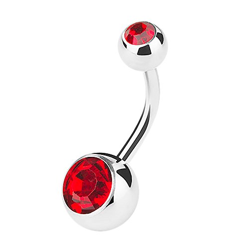 Piercingfaktor Bauchnabelpiercing Banane Piercing Bauch Stecker Gebogen mit Doppel Multi Kristall Kugel 1,6mm x 12mm x 5mm Rot Piercingfaktor Bauchnabelpiercing Banane Piercing Bauch Stecker Gebogen mit Doppel Multi Kristall Kugel 1,6mm x 12mm x 5mm Rot von Piercingfaktor