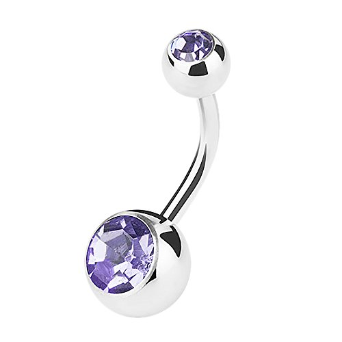 Piercingfaktor Bauchnabelpiercing Banane Piercing Bauch Stecker Gebogen mit Doppel Multi Kristall Kugel 1,6mm x 12mm x 5mm Tanzanite Piercingfaktor Bauchnabelpiercing Banane Piercing Bauch Stecker Gebogen mit Doppel Multi Kristall Kugel 1,6mm x 12mm x 5mm Tanzanite von Piercingfaktor