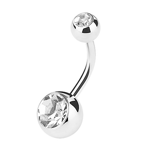 Piercingfaktor Bauchnabelpiercing Banane Piercing Bauch Stecker Gebogen mit Doppel Multi Kristall Kugel 1,6mm x 6mm x 5mm Clear Piercingfaktor Bauchnabelpiercing Banane Piercing Bauch Stecker Gebogen mit Doppel Multi Kristall Kugel 1,6mm x 6mm x 5mm Clear von Piercingfaktor
