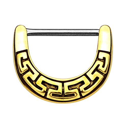 Piercingfaktor Brustpiercing Brustwarzen Intimpiercing Nippelpiercing Barbell Intim Nippel Brust Piercing Clicker Ring Aztec Tribal Schild Gold 1,6mm Piercingfaktor Brustpiercing Brustwarzen Intimpiercing Nippelpiercing Barbell Intim Nippel Brust Piercing Clicker Ring Aztec Tribal Schild Gold 1,6mm von Piercingfaktor