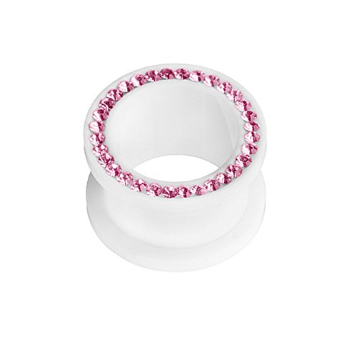 Piercingfaktor Flesh Tunnel Kunststoff Double Flared Rund Ohr Plug Ear Piercing mit farbigen Strass Kristallen Weiß 4mm Pink Piercingfaktor Flesh Tunnel Kunststoff Double Flared Rund Ohr Plug Ear Piercing mit farbigen Strass Kristallen Weiß 4mm Pink von Piercingfaktor