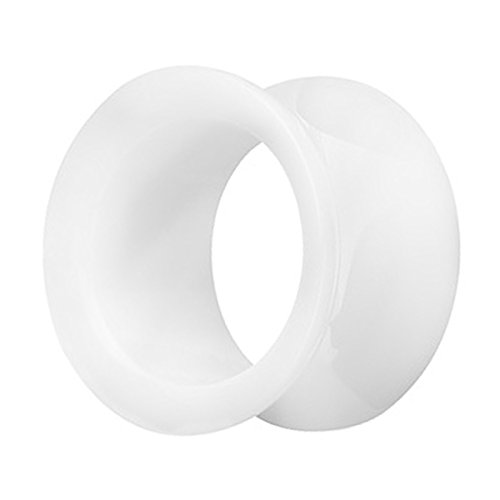 Piercingfaktor Flesh Tunnel Kunststoff Double Flared Rund Ring Kreis Creole Ohr Plug Ear Piercing Farbig 12mm Weiß von Piercingfaktor