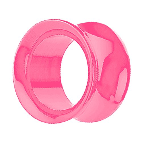 Piercingfaktor Flesh Tunnel Kunststoff Double Flared Rund Ring Kreis Creole Ohr Plug Ear Piercing Farbig 3mm Pink von Piercingfaktor
