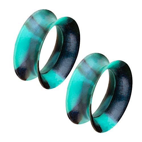 Piercingfaktor Flesh Tunnel Ohr Plug Piercing Creole Ohrring Ohrpiercing Tribal extra flexibel Weich Paar zweifarbig Schimmer Set Türkis Schwarz 8mm Piercingfaktor Flesh Tunnel Ohr Plug Piercing Creole Ohrring Ohrpiercing Tribal extra flexibel Weich Paar zweifarbig Schimmer Set Türkis Schwarz 8mm von Piercingfaktor