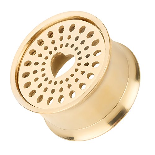 Piercingfaktor Flesh Tunnel Schraub Plug Ohr Piercing Edelstahl mit Schraubverschluss Herz gelocht Motiv 14mm Gold Piercingfaktor Flesh Tunnel Schraub Plug Ohr Piercing Edelstahl mit Schraubverschluss Herz gelocht Motiv 14mm Gold von Piercingfaktor