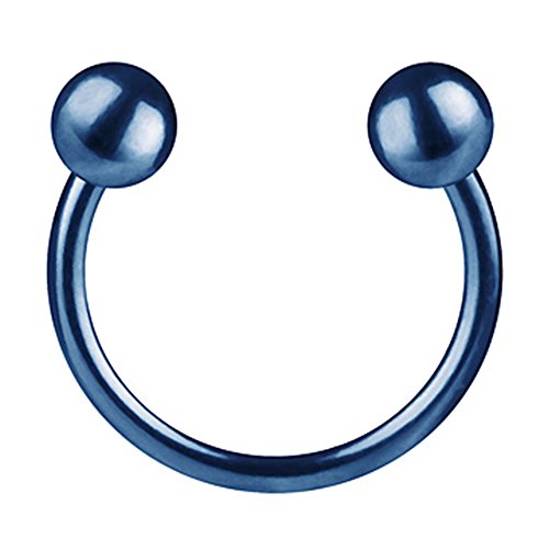 Piercingfaktor Hufeisen Ring Horseshoe Edelstahl Piercing Brust Nippel Lippe Nase Septum Tragus Ohr Helix Intim mit Kugeln Blau 1,2mm x 10mm x 4mm von Piercingfaktor