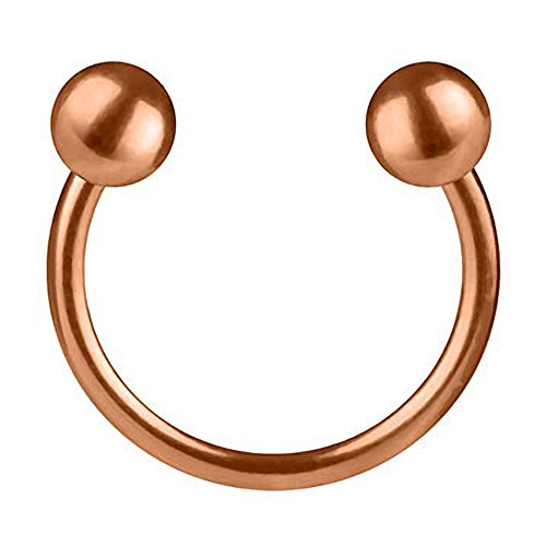 Piercingfaktor Hufeisen Ring Horseshoe Edelstahl Piercing Brust Nippel Lippe Nase Septum Tragus Ohr Helix Intim mit Kugeln Rosegold 1,0mm x 10mm x 3mm von Piercingfaktor