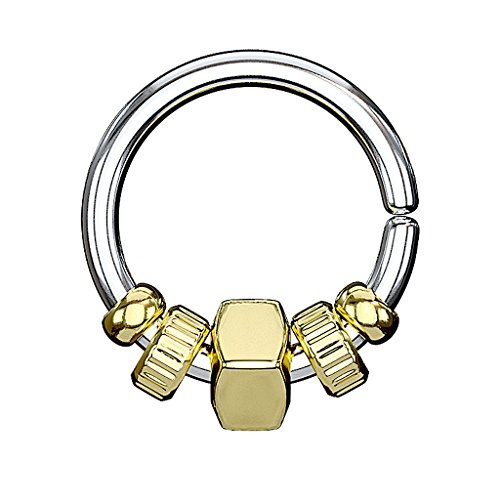 Piercingfaktor Piercing Continuous Ring mit Quadrat Anhänger und Perlen Tragus Helix Ohr Nase Lippe Intim Nippel Gold 1,0mm x 8mm Piercingfaktor Piercing Continuous Ring mit Quadrat Anhänger und Perlen Tragus Helix Ohr Nase Lippe Intim Nippel Gold 1,0mm x 8mm von Piercingfaktor