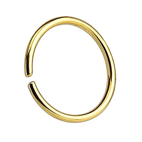 Piercingfaktor Universal Continuous Piercing biegbarer Fake Hoop Ring Septum Tragus Helix Ohr Nase Lippe Nasenring Nasenpiercing Gold 1.2mm x 8mm von Piercingfaktor