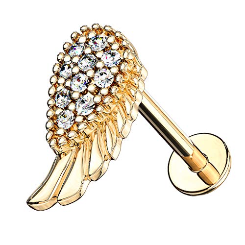 Piercingfaktor Universal Piercing Tragus Helix Ohr Cartilage Stab Labret Stecker Madonna Lippenpiercing Lippe mit Kristall Engelsflügel Gold 8mm Piercingfaktor Universal Piercing Tragus Helix Ohr Cartilage Stab Labret Stecker Madonna Lippenpiercing Lippe mit Kristall Engelsflügel Gold 8mm von Piercingfaktor
