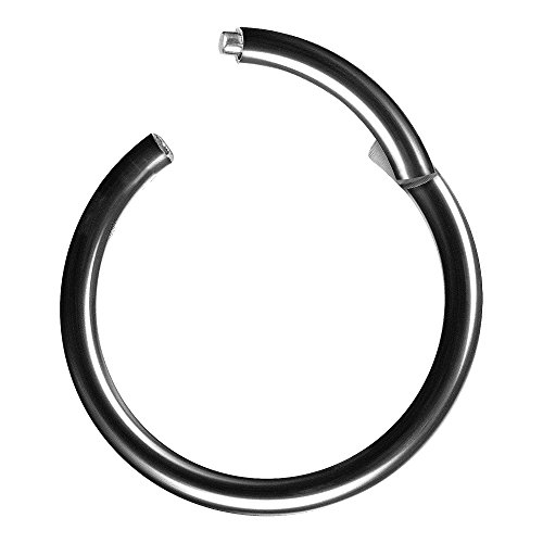 Piercingfaktor Universal Titan G23 Piercing Scharnier Clicker Ring Septum für Tragus Helix Ohr Nase Lippe Brust Intim Nippel Augenbrauen Schwarz 1,2mm x 10mm von Piercingfaktor