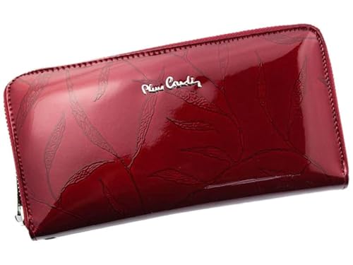 Pierre Cardin Damen-Geldbörse Naturleder Bleistift-Design mit Reißverschluss-Wechselfächer Kartenfächer Komfortabel Funktionell Modern Farbe Rot von Pierre Cardin