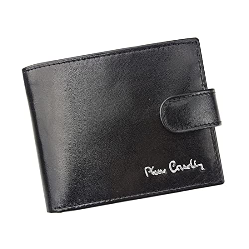 Pierre Cardin Herren-Geldbörse mit RFID-Stop aus 100% Naturleder 11 x 8,5 x 2 cm Für bis zu 11 Karten 2 Scheinfächer 1 Münzfach Riegelverschluss Farbe Schwarz von Pierre Cardin