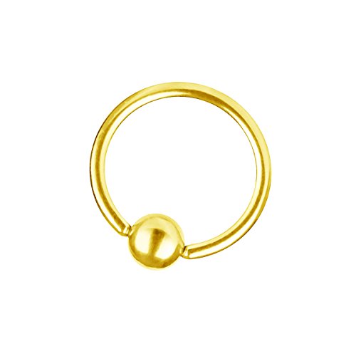 Piersando BCR Big Captive Bead Ring Piercing Klemmring Kristall Klemm Kugel für Septum Brust Tragus Helix Nase Lippe Ohr Intim Nippel Gold 1,2mm x 10mm x 4mm von Piersando