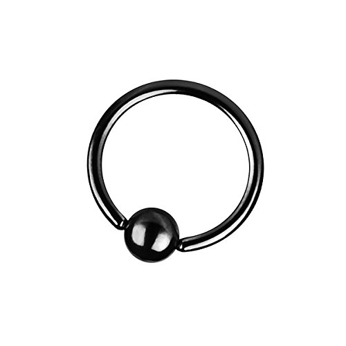 Piersando BCR Big Captive Bead Ring Piercing Klemmring Kristall Klemm Kugel für Septum Brust Tragus Helix Nase Lippe Ohr Intim Nippel Schwarz 1,2mm x 8mm x 3mm von Piersando