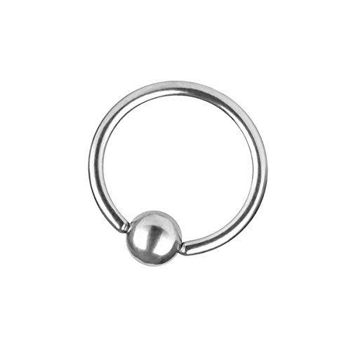 Piersando BCR Big Captive Bead Ring Piercing Klemmring Kristall Klemm Kugel für Septum Brust Tragus Helix Nase Lippe Ohr Intim Nippel Silber 8,0mm x 16mm x 10mm von Piersando