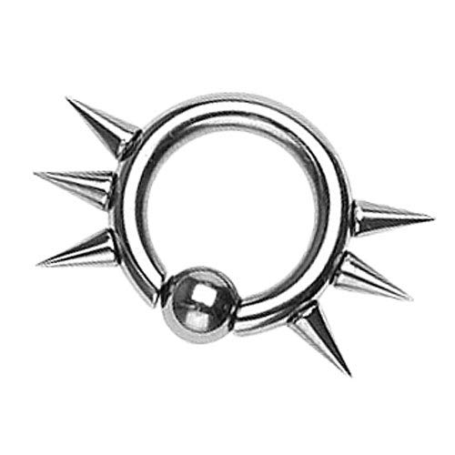 Piersando BCR Piercing Klemmring Ring Chirurgenstahl mit Stacheln Spikes Klemm Kugel Septum Nasen Brust Intimpiercing Helix Tragus 2,4mm x 12mm x 5mm Piersando BCR Piercing Klemmring Ring Chirurgenstahl mit Stacheln Spikes Klemm Kugel Septum Nasen Brust Intimpiercing Helix Tragus 2,4mm x 12mm x 5mm von Piersando