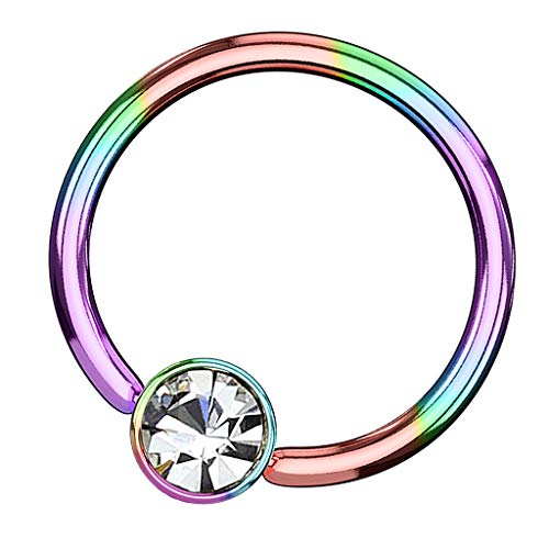 Piersando BCR Piercing Klemmring Ring Flach mit Kristall Klemm Kugel Septum Nasen Lippen Helix Ohr Tragus Rainbow 1,2mm x 10mm x 4mm Piersando BCR Piercing Klemmring Ring Flach mit Kristall Klemm Kugel Septum Nasen Lippen Helix Ohr Tragus Rainbow 1,2mm x 10mm x 4mm von Piersando