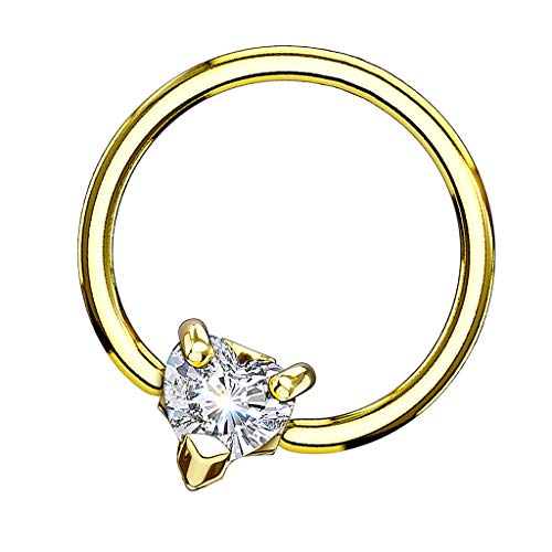 Piersando BCR Piercing Klemmring Ring mit Kristall Herz Klemm Kugel Septum Nasen Lippen Helix Ohr Tragus Gold 1,6mm x 12mm x 5mm Piersando BCR Piercing Klemmring Ring mit Kristall Herz Klemm Kugel Septum Nasen Lippen Helix Ohr Tragus Gold 1,6mm x 12mm x 5mm von Piersando