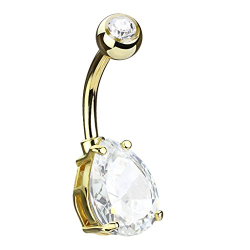 Piersando Bauchnabelpiercing Bauch Banane Piercing Stecker Gebogen 316 L Chirurgenstahl mit Strass Kristall Stein Tropfen 7mm Gold Piersando Bauchnabelpiercing Bauch Banane Piercing Stecker Gebogen 316 L Chirurgenstahl mit Strass Kristall Stein Tropfen 7mm Gold von Piersando