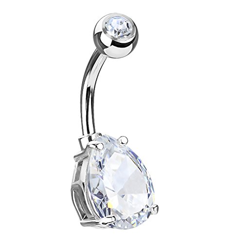 Piersando Bauchnabelpiercing Bauch Banane Piercing Stecker Gebogen 316 L Chirurgenstahl mit Strass Kristall Stein Tropfen 7mm Silber Piersando Bauchnabelpiercing Bauch Banane Piercing Stecker Gebogen 316 L Chirurgenstahl mit Strass Kristall Stein Tropfen 7mm Silber von Piersando