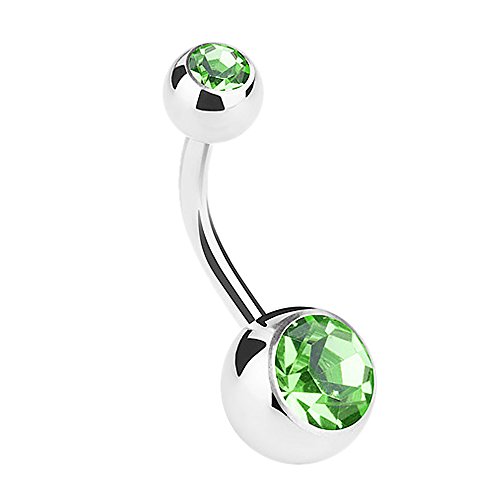 Piersando Bauchnabelpiercing Piercing Stecker Gebogen Bauch Banane mit Doppel Kristall Kugel Perlen 1,6mm x 10mm x 4mm Hellgrün Piersando Bauchnabelpiercing Piercing Stecker Gebogen Bauch Banane mit Doppel Kristall Kugel Perlen 1,6mm x 10mm x 4mm Hellgrün von Piersando