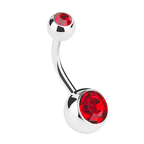 Piersando Bauchnabelpiercing Piercing Stecker Gebogen Bauch Banane mit Doppel Kristall Kugel Perlen 1,6mm x 10mm x 4mm Rot Piersando Bauchnabelpiercing Piercing Stecker Gebogen Bauch Banane mit Doppel Kristall Kugel Perlen 1,6mm x 10mm x 4mm Rot von Piersando