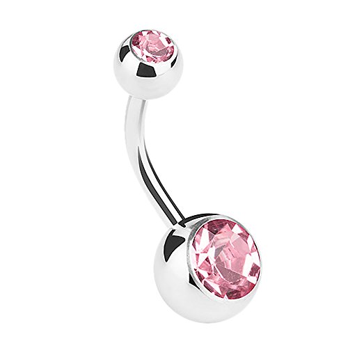 Piersando Bauchnabelpiercing Piercing Stecker Gebogen Bauch Banane mit Doppel Kristall Kugel Perlen 1,6mm x 10mm x 5mm Rosa Piersando Bauchnabelpiercing Piercing Stecker Gebogen Bauch Banane mit Doppel Kristall Kugel Perlen 1,6mm x 10mm x 5mm Rosa von Piersando