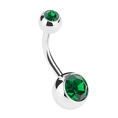 Piersando Bauchnabelpiercing Piercing Stecker Gebogen Bauch Banane mit Doppel Kristall Kugel Perlen 1,6mm x 11mm x 5mm Emerald Piersando Bauchnabelpiercing Piercing Stecker Gebogen Bauch Banane mit Doppel Kristall Kugel Perlen 1,6mm x 11mm x 5mm Emerald von Piersando