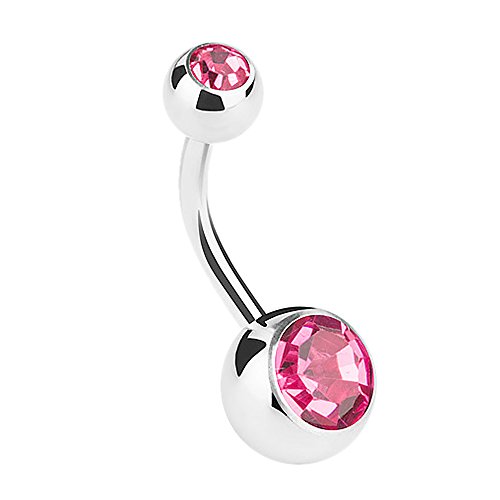 Piersando Bauchnabelpiercing Piercing Stecker Gebogen Bauch Banane mit Doppel Kristall Kugel Perlen 1,6mm x 11mm x 5mm Pink Piersando Bauchnabelpiercing Piercing Stecker Gebogen Bauch Banane mit Doppel Kristall Kugel Perlen 1,6mm x 11mm x 5mm Pink von Piersando