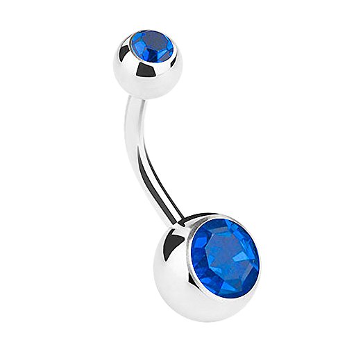Piersando Bauchnabelpiercing Piercing Stecker Gebogen Bauch Banane mit Doppel Kristall Kugel Perlen 1,6mm x 12mm x 5mm Blau Piersando Bauchnabelpiercing Piercing Stecker Gebogen Bauch Banane mit Doppel Kristall Kugel Perlen 1,6mm x 12mm x 5mm Blau von Piersando